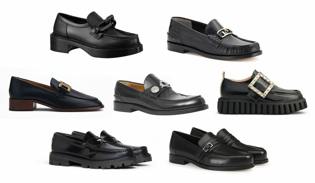 黒のローファー シルバー装飾 クリスチャン ルブタン Christian Louboutin ローファー