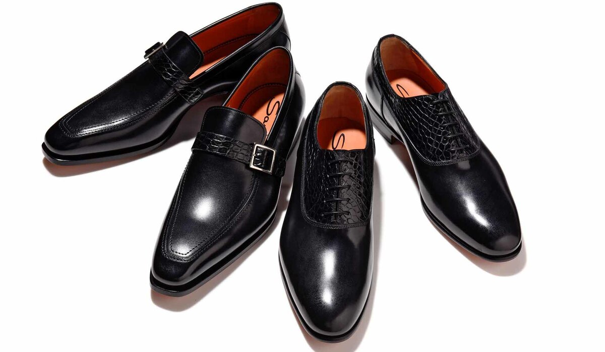 Santoni(サントーニ) クロコダイルのコンビのプレーントゥドレス ...