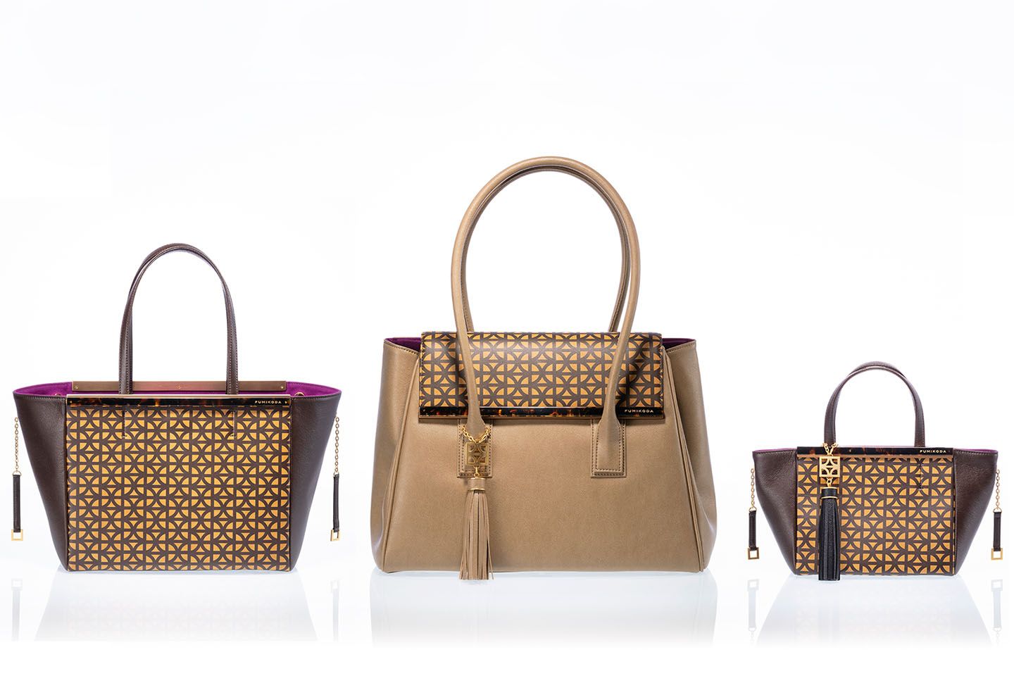 左から/「GINAⅡ」¥68,000・「ARIANNA」¥128,000・「GINABaby」¥39,000(税抜)※タッセル別売り