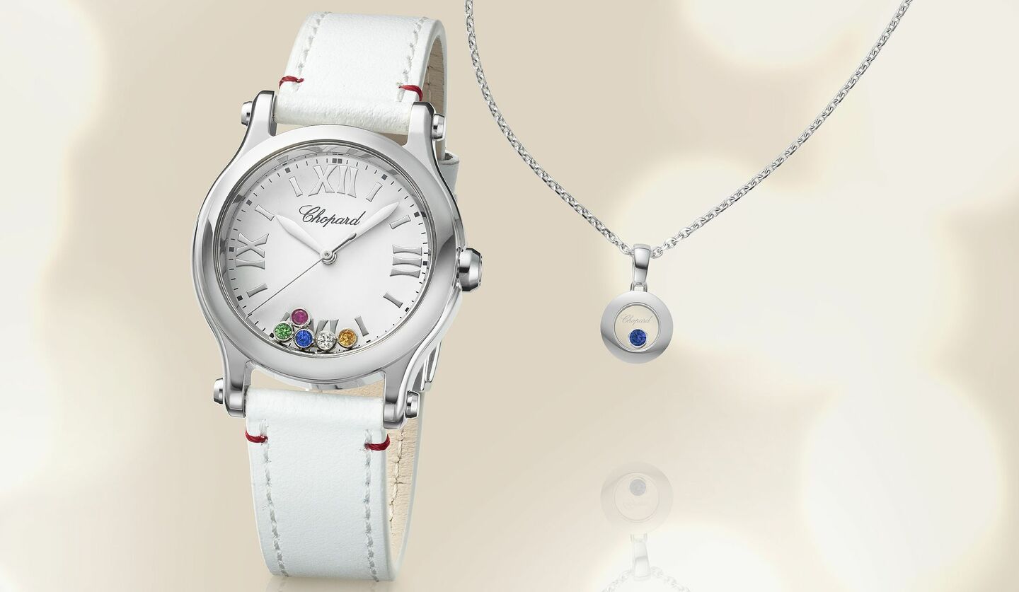 ショパールの時計『ハッピースポーツ』、ネックレス『ハッピーダイヤモンド』の日本限定エディションの写真