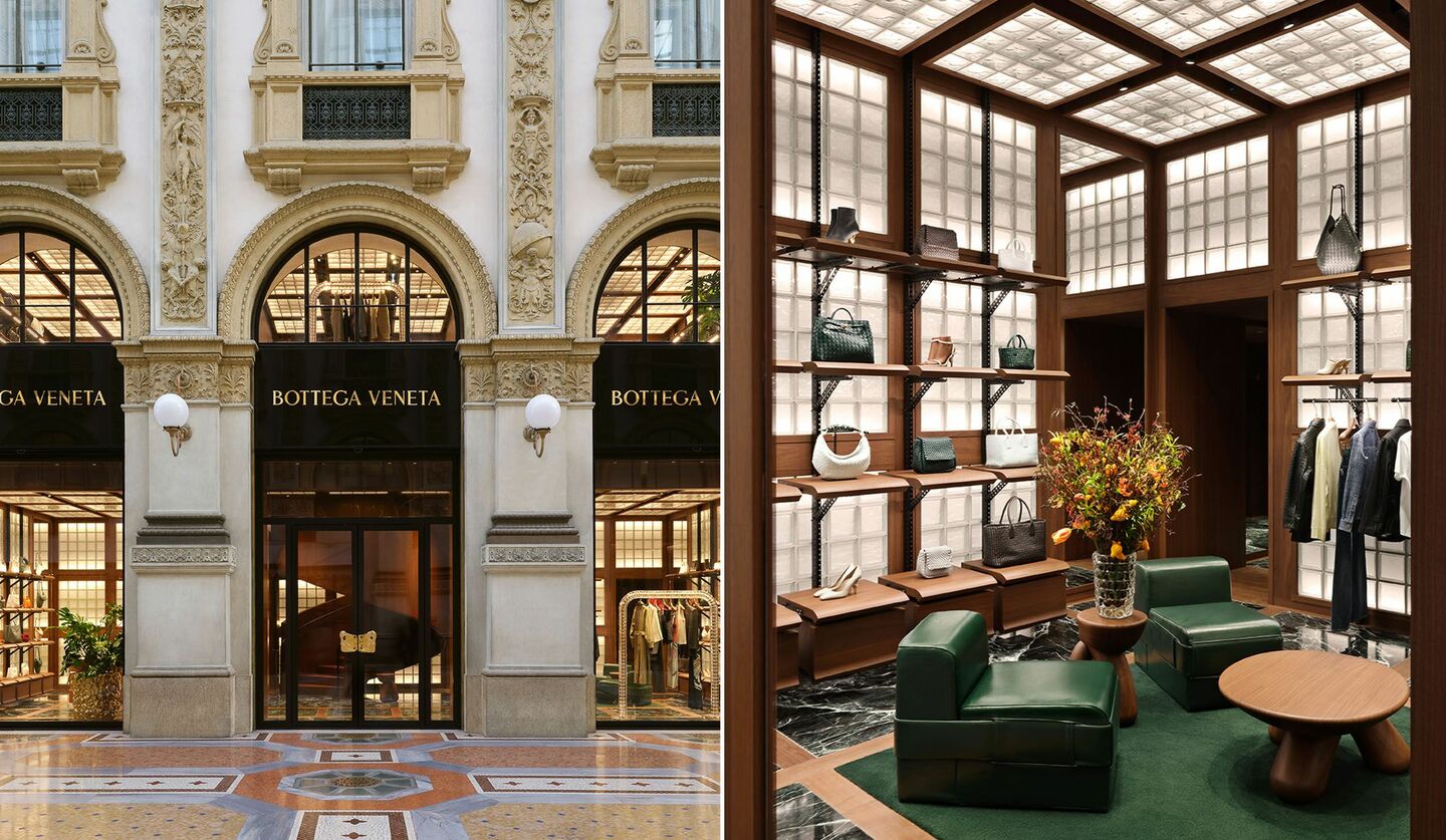 ミラノにオープンした「ボッテガ・ヴェネタ」の新ストアの外観と店内