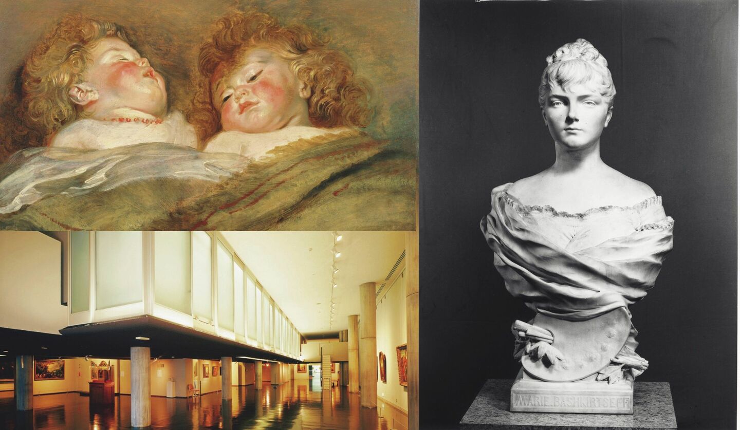 国立西洋美術館の常設展ペーテル・パウル・ルーベンス《眠る二人の子ども》、シャルル＝ルネ・ド・ポール・ド・サン・マルソー《マリー・バシュキルツェフの胸像》