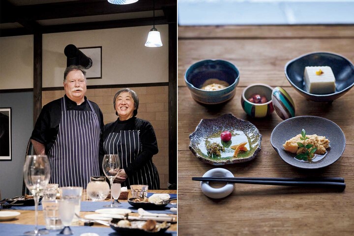 、能登町の宿「ふらっと」のご夫婦と提供される朝食