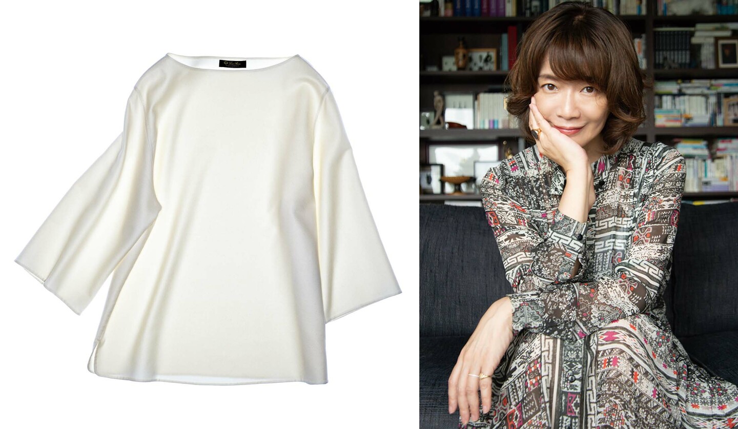 「ロロ・ピアーナ」のトップスと漫画家のヤマザキマリさん