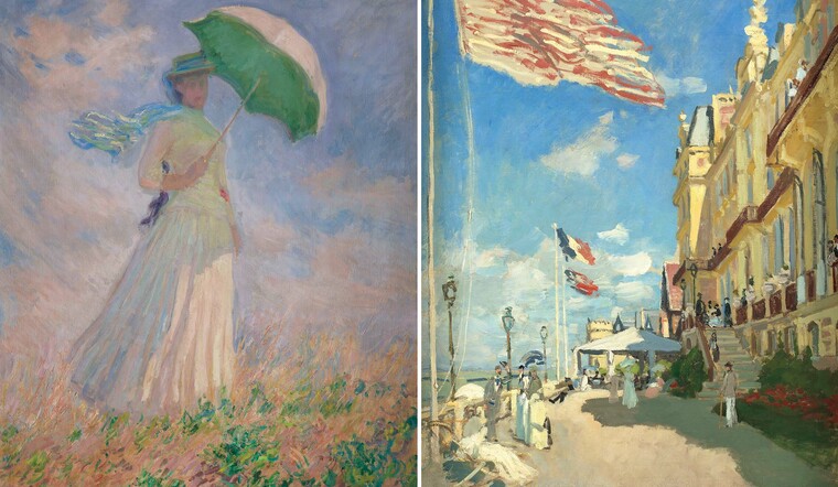 クロード·モネ《戸外の人物習作―日傘を持つ右向きの女》《トルーヴィル、ロシュ·ノワールのホテル》