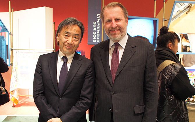 エルメスジャポン社長・有賀昌男氏とエルメス本国のエグゼクティブバイス・バイスプレジデント、ギョーム・ドゥ・セーヌ氏