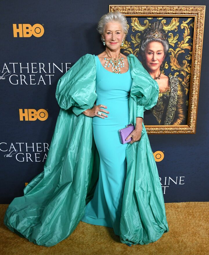 2019年10月、ロサンゼルスのハマー美術館のビリー・ワイルダー劇場で行われたHBOのテレビシリーズ『キャサリン・ザ・グレート』のLAプレミアでのヘレン・ミレン。