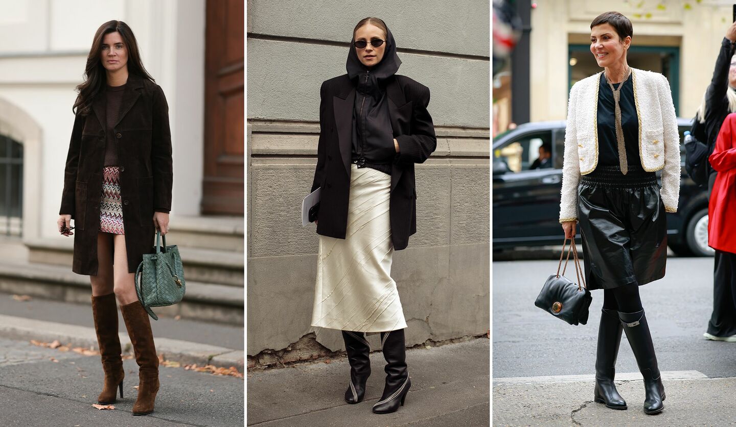 スカートにブーツを合わせてきれいめスタイルに仕上げていた、レオ・エバーリン、ティーネ・アンドレア、クリスティーナ・コルドゥラ