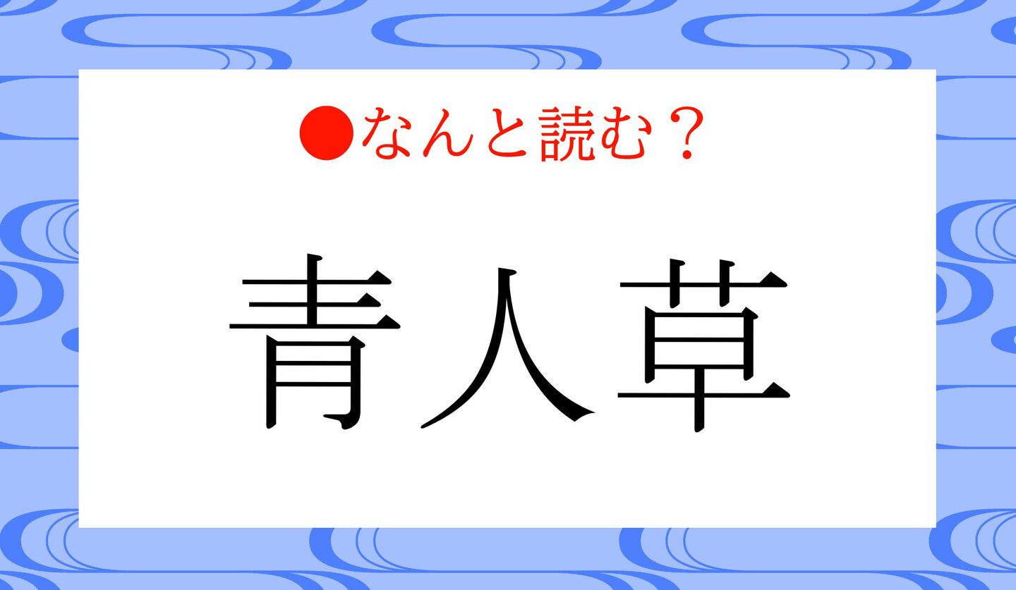 日本語クイズ　出題画像　難読漢字　「青人草」なんと読む？