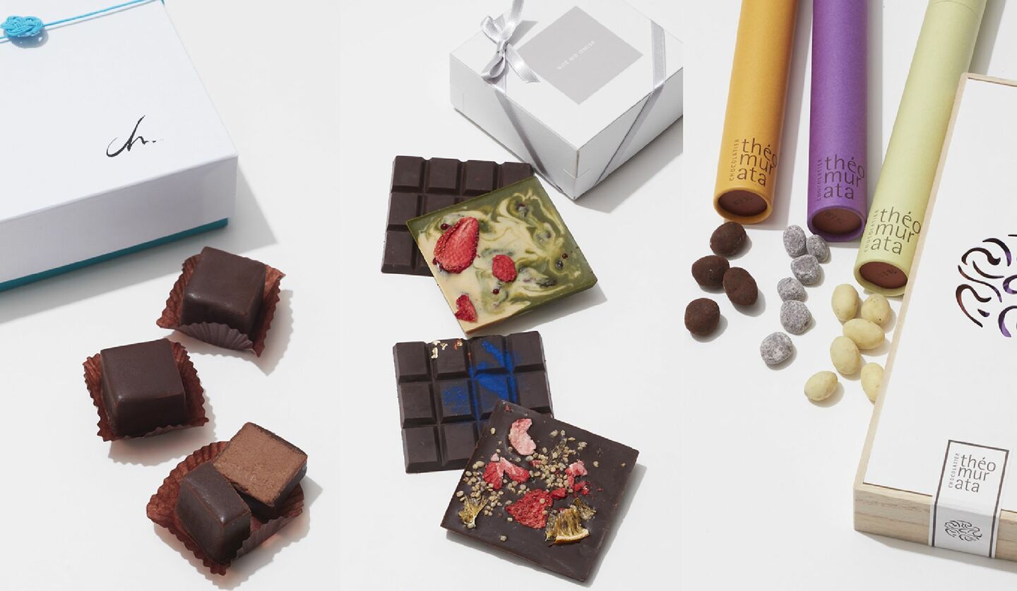 「チョコレート・ヒロ」のローガナッシュ、「ノエノオミセ」のヴィーガンチョコ、「テオムラタ」のビーンズショコラ