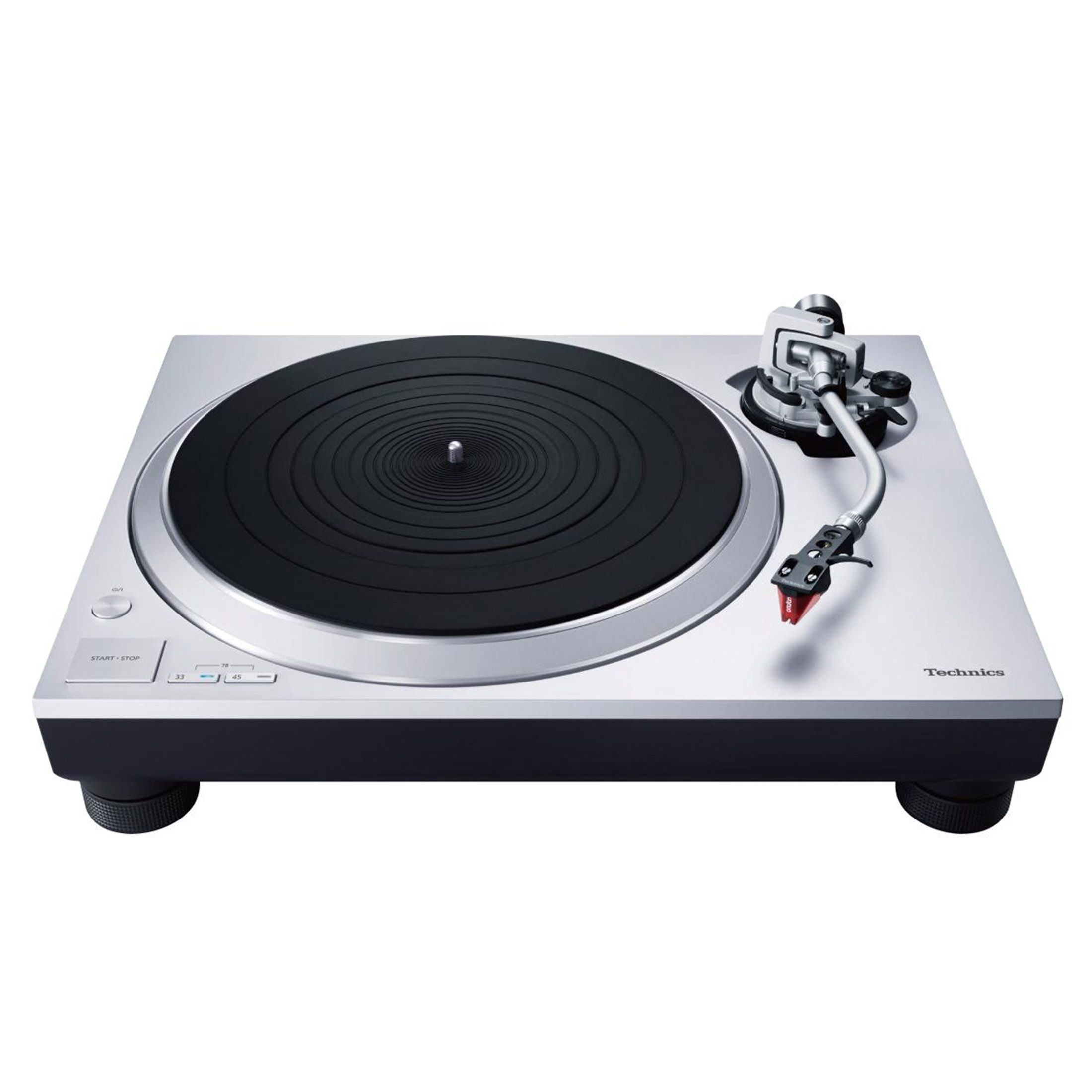 「Technics」ダイレクトドライブターンテーブルシステム「SL-1500C」。カラーはシルバーのみ、外形寸法は幅453×高さ169×奥行き372mm、重量9.9kg。MM型カートリッジ「ortofon(オルトフォン)2M Red」付きシェル、ダストカバーなどが付属。6月28日発売予定、メーカー希望小売価格¥100,000(税抜)