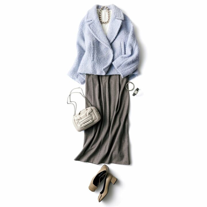 冬コーデ_1,コート_1,ブラウス_1,スカート_1