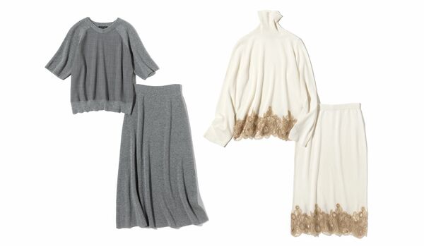 【ファビアナフィリッピ】秋一番のエレガント服｜リュクスなひと技で洒落感を高めたニットのセットアップ