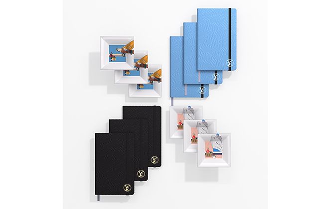 左上・右下／サンドリエ・エマPM[陶器トレイ]各￥39,000、右上・左下／カイエ・ギュスターヴMM[ノートブック]各￥22,000（すべて税別）