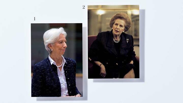 パールを纏ったクリスティーヌ・ラガルド欧州中央銀行総裁とマーガレット・サッチャー元英国首相