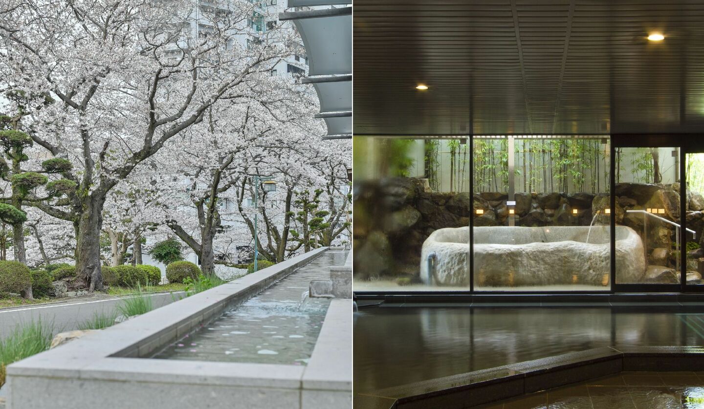 「旅館 吉田屋」の足湯と大浴場「熊野湯」