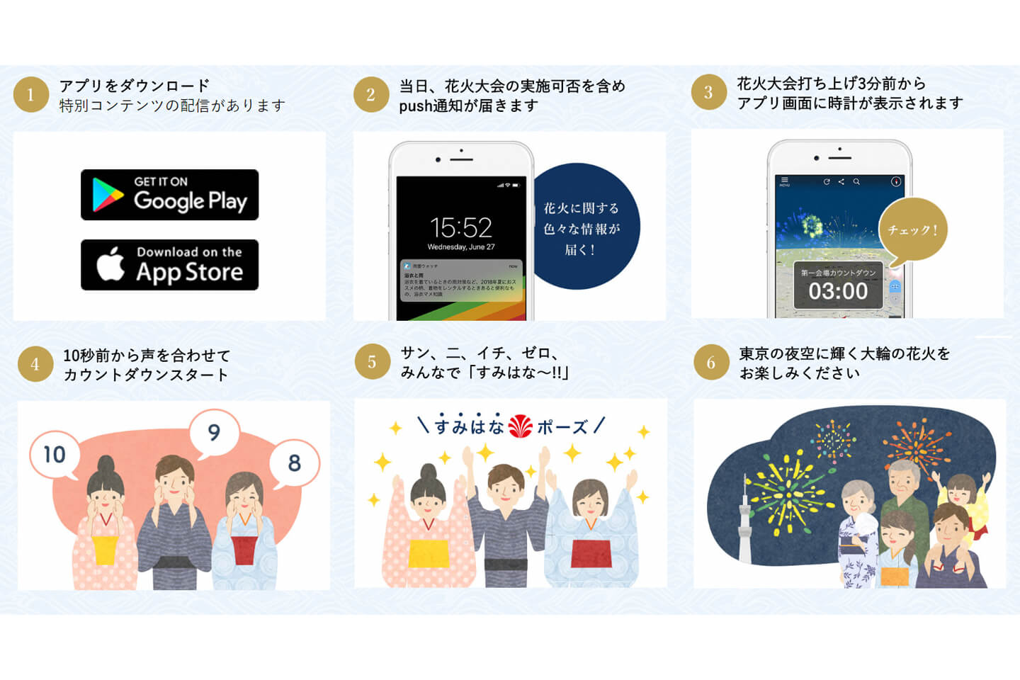 隅田川花火大会カウントダウンの楽しみ方(提供:墨田区)