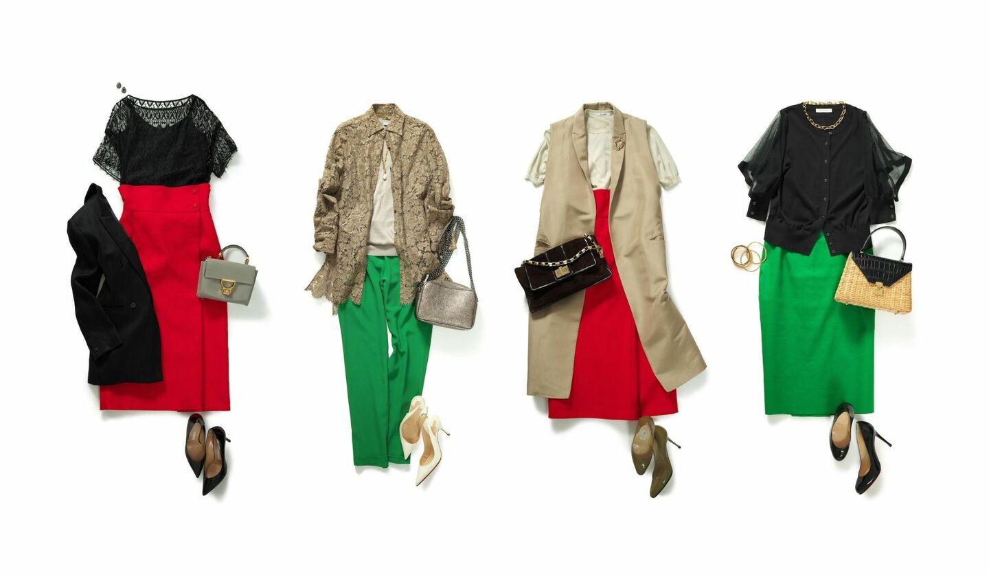 カラーボトムを使ったコーディネート