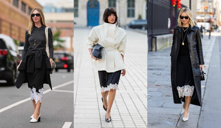 海外インフルエンサーのレーススカート×モノトーンコーデ