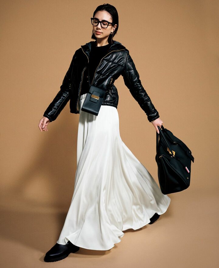 冬コーデ_1,スカート_1,ジャケット_1,ニット_1,メガネ_1,ピアス_1,ブレスレット_1,バッグ_1,靴_1