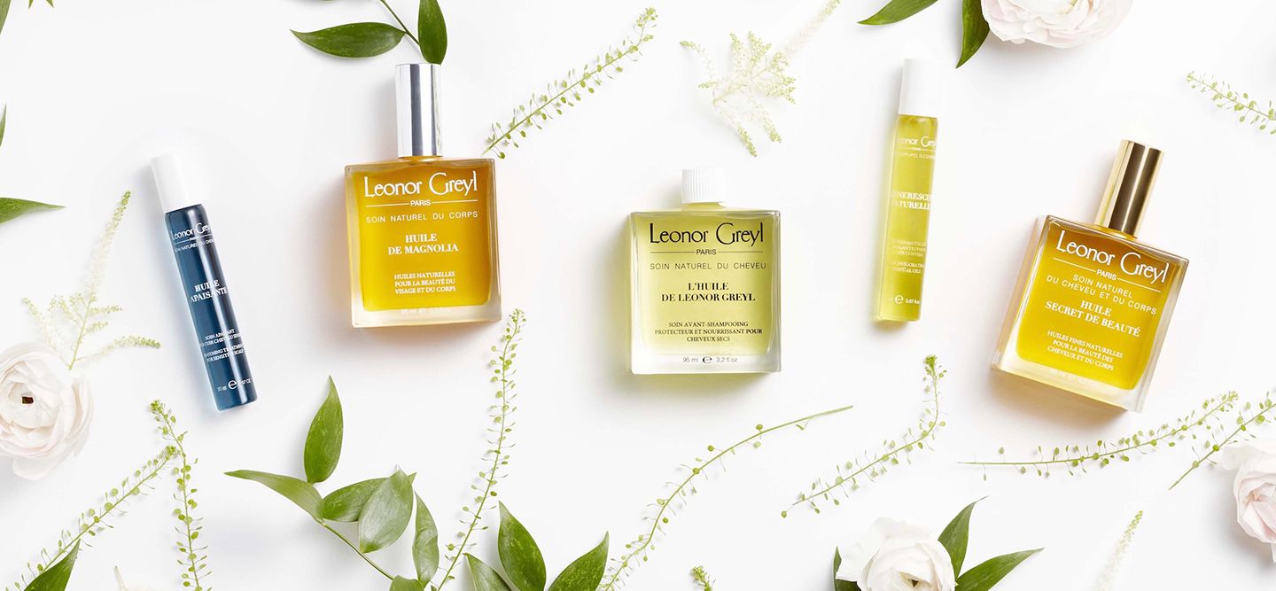 (左から)ユイル アぺザント 20ml ¥6,050、ユイル ド マグノリア 95ml ¥5,720、ユイル レオノール グレユ 95ml ¥5,720、レジェ ナチュレル 20ml ¥5,500、ユイル セクレド ボーテ 95ml ¥7,700