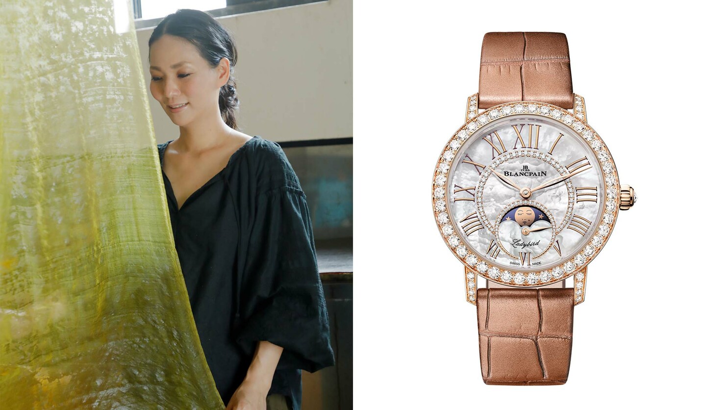 染色工房「染司よしおか」の染織家・吉岡更紗氏とブランパンの時計「レディバード カラーズ」