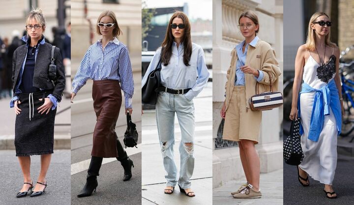 ブルーシャツコーデ