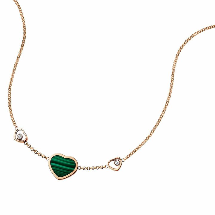 【伊勢丹新宿店先行発売】「ハッピーハート」ネックレス￥430,000[18Kローズゴールド×マラカイト×ダイヤモンド]