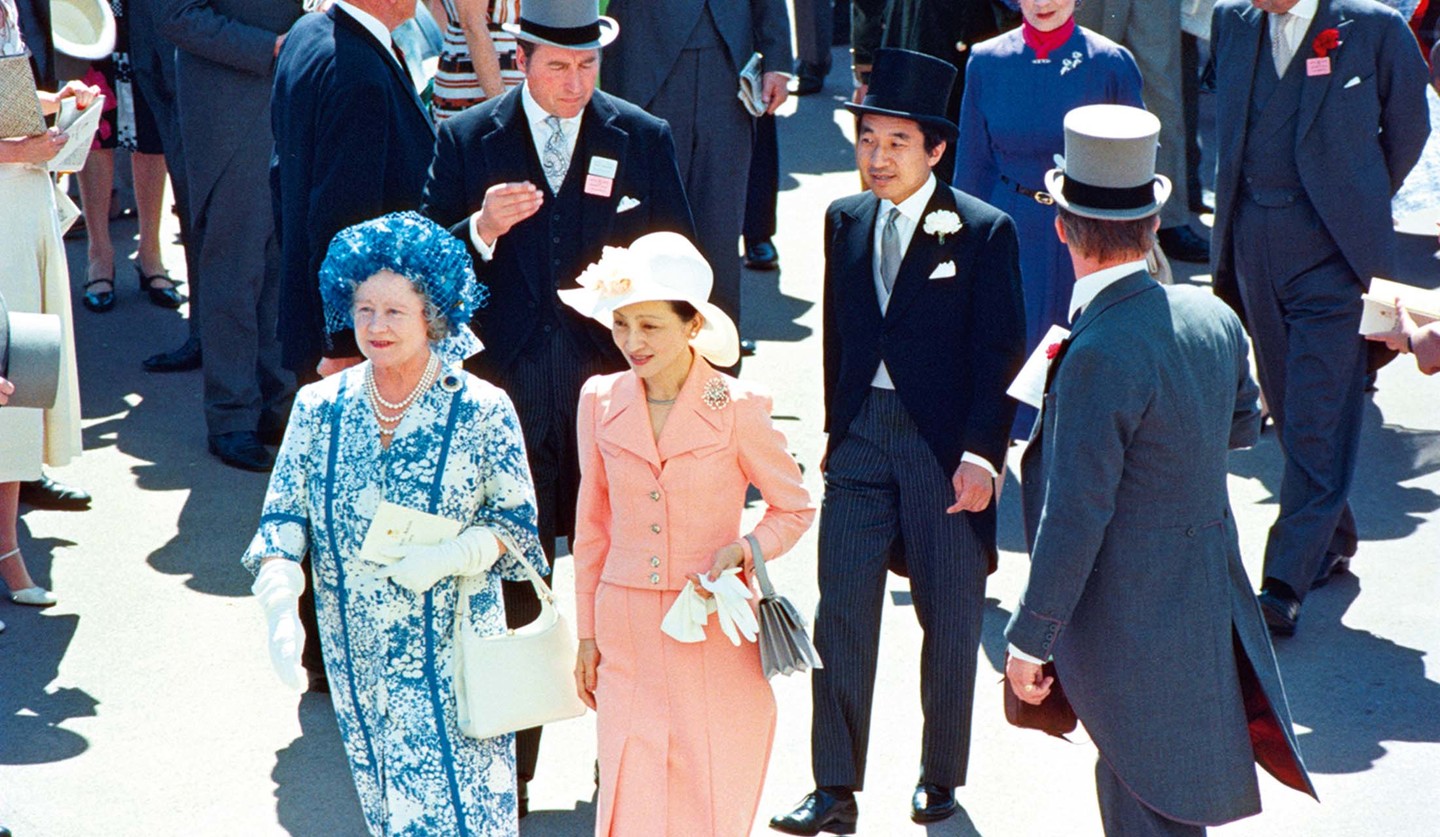 昭和51年、アスコット競馬場での当時の皇太子殿下と皇太子妃美智子さま
