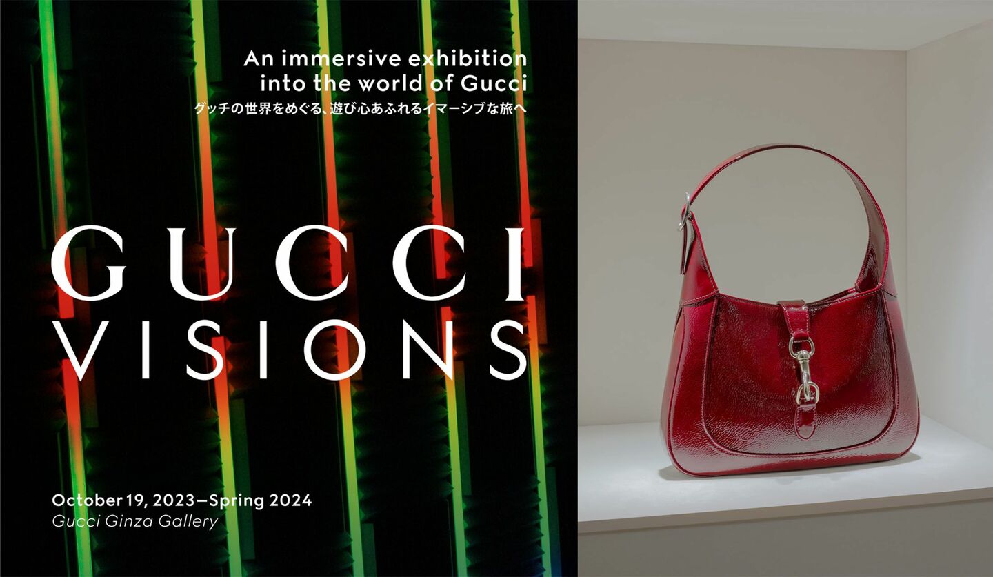 「グッチ」の世界巡回「Gucci Visions」展の告知と新作バッグ「ジャッキー ノッテ」