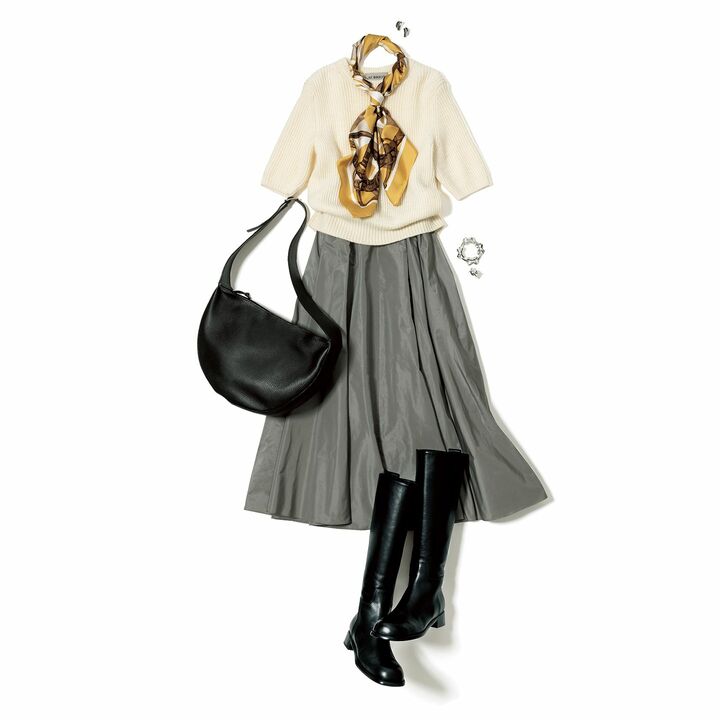 オブリオのニット＆スカートパンツスタイル