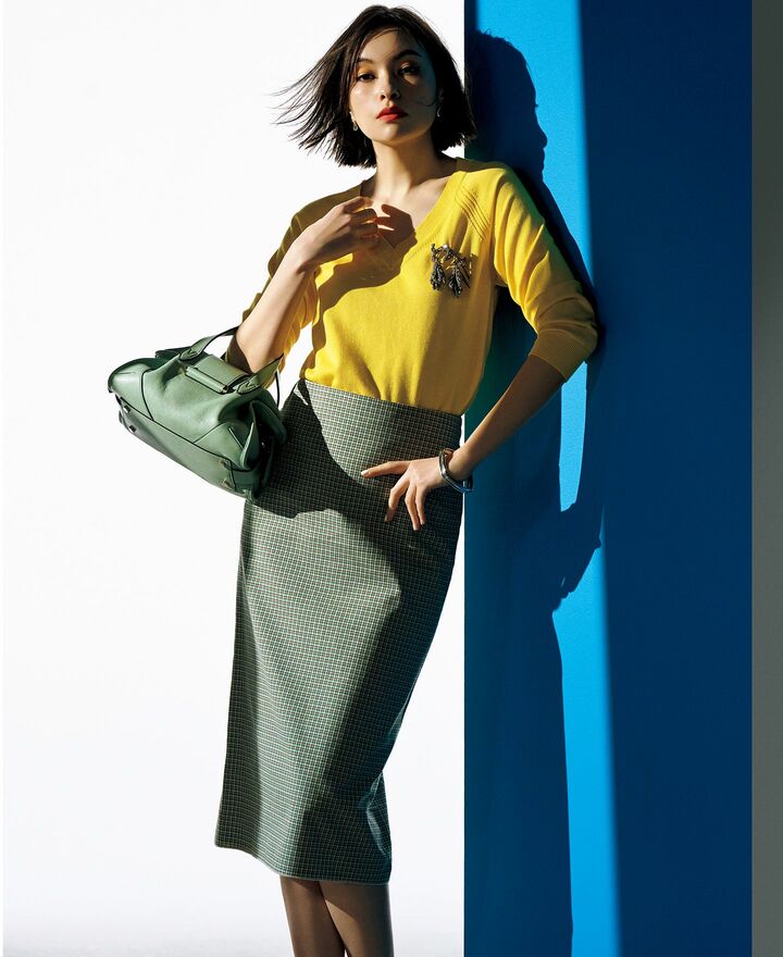 春コーデ_12,ニット_4,スカート_6,バッグ_8