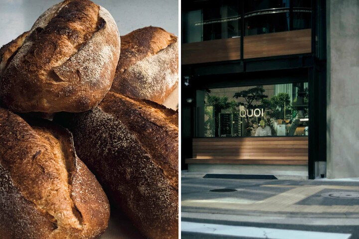 ベーカリー「QUOI」のパンと外観カット