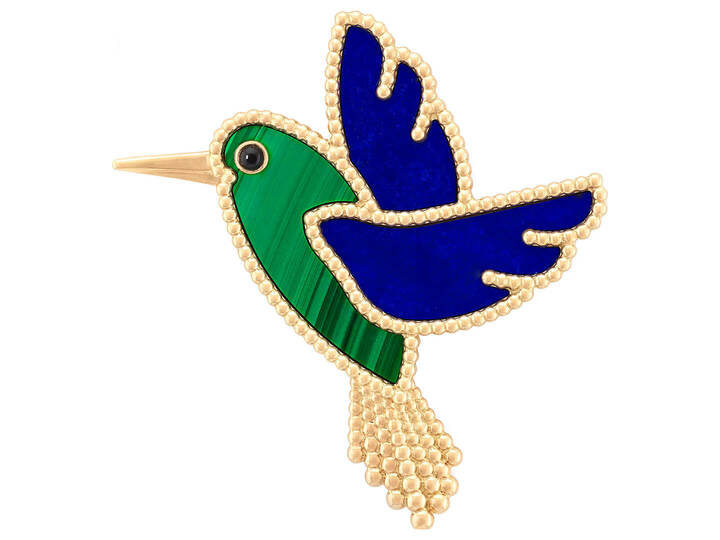 コリブリ クリップ￥775,000（税抜）[イエローゴールド、マラカイト、ラピスラズリ、オニキス]