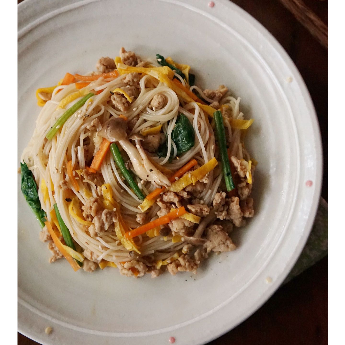 「そうめんのチャプチェ風」
