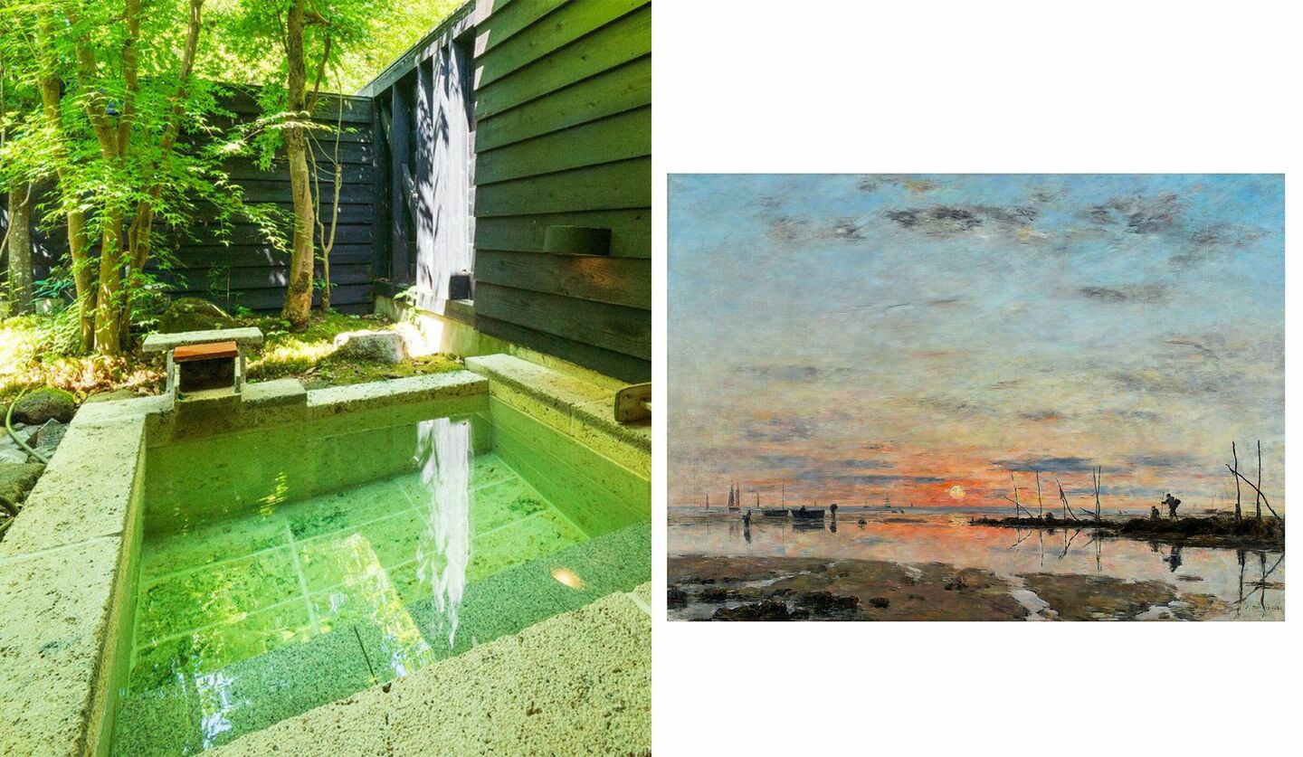 「四季の杜 紫尾庵」、ウジェーヌ・ブーダンの作品『干潮』