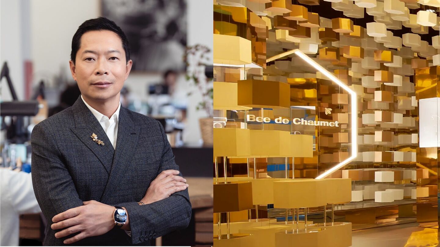 大阪・関西万博のフランス館内「ショーメ」の展示とCEOのチャールズ・レオン氏