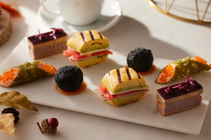 「スカルペッタ東京」で提供される土曜限定アフタヌーンティー「Autumn Marron Afternoon Tea」