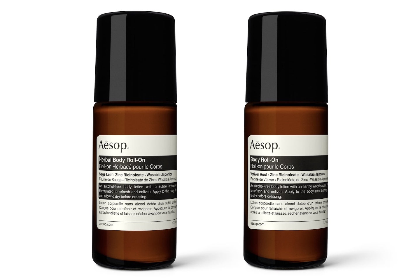 イソップ ハーバル ボディ ロールオン 50ml ¥3,300(5月1日発売)、イソップ ボディ ロールオン 50ml ¥3,300(5月1日発売)