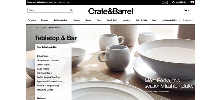 Crate & Barrel トップページ