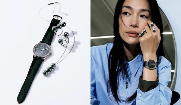 表情豊かな「TASAKI」のジュエリー&「パテック フィリップ」の時計が、シャツスタイルの新たな可能性を広げて