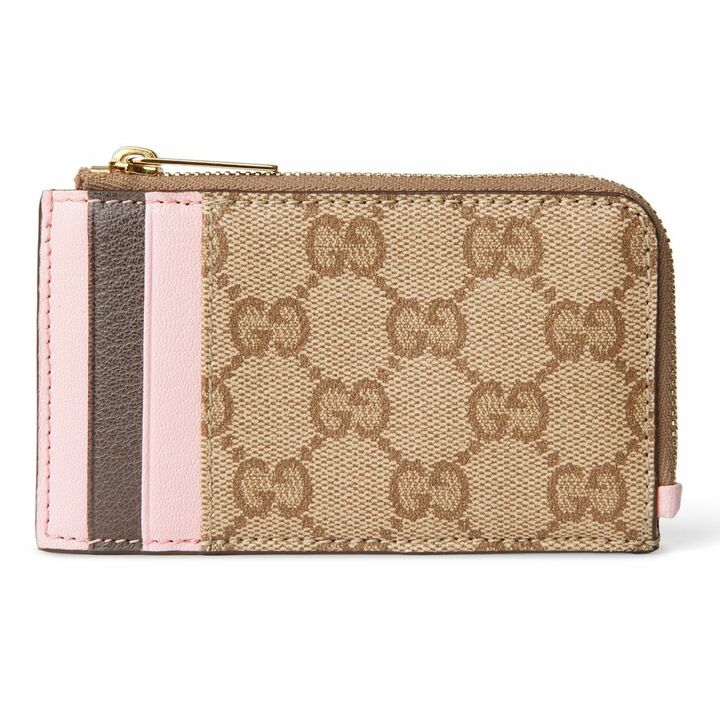 マルチカラー スロット付き スモールウォレット￥71,500【サイズ：縦約7×横約12.5cm、素材：GGコーティングキャンバス、色：サンド&ブラウン】