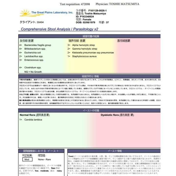 松宮先生の便検査の結果一部