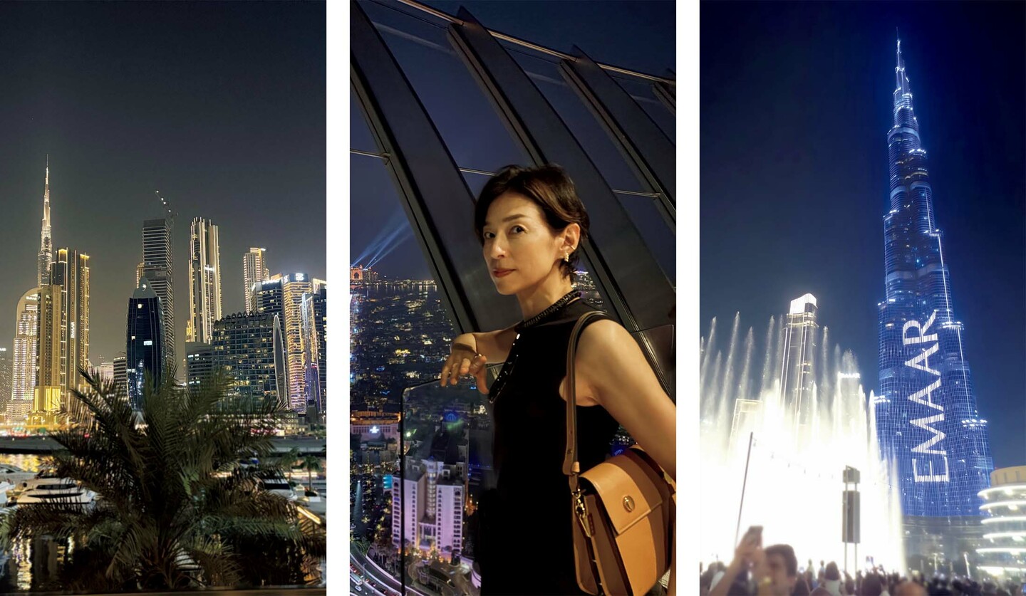 俳優の鈴木保奈美さんが撮影したドバイ旅行の写真と観光中の鈴木保奈美さん