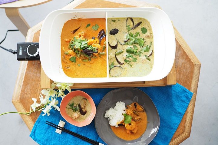 こちらはレシピブックにも収録されている、レッド&グリーンカレー。ちょっとずつ食べたい、ワガママも叶います!