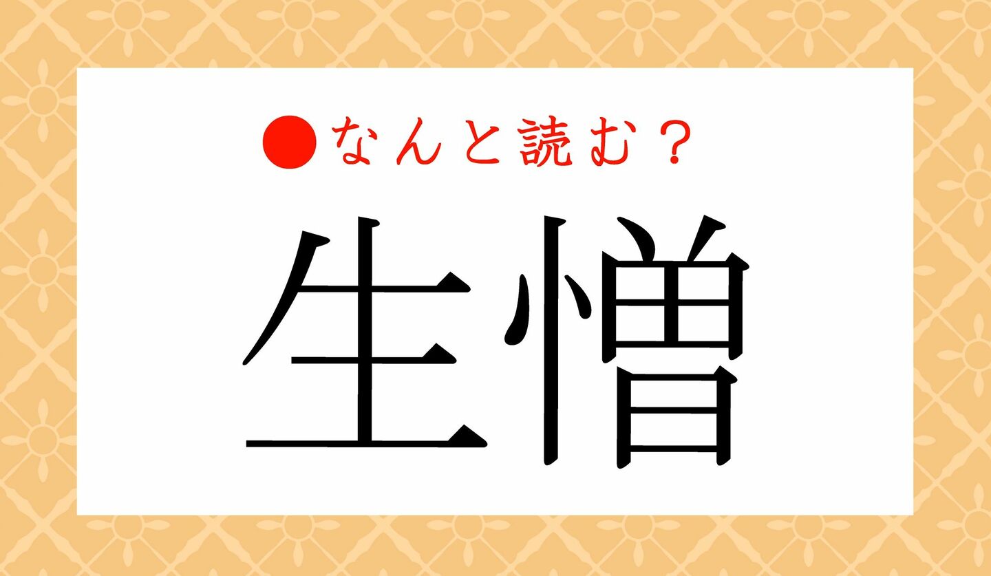 日本語クイズ　出題画像　難読漢字　「生憎」なんと読む？