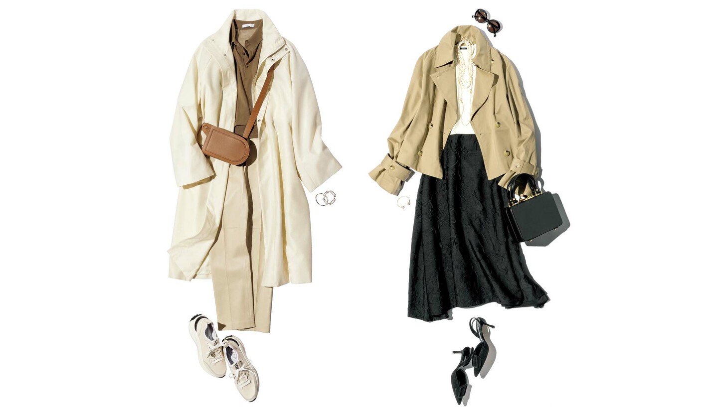 高橋リタさんのスタイリングによるアウターを主役にしたコーディネート2種