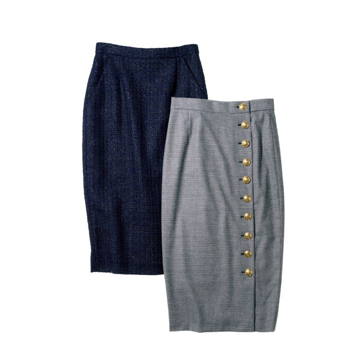 スカート 左から／￥109,000・￥95,000（エスカーダ・ジャパン〈エスカーダ〉）　[Precious2018年10月号95ページ] 