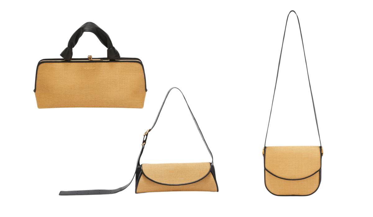 JIL SANDER】セール ラフィア/レザー バケツ ショルダーバッグ