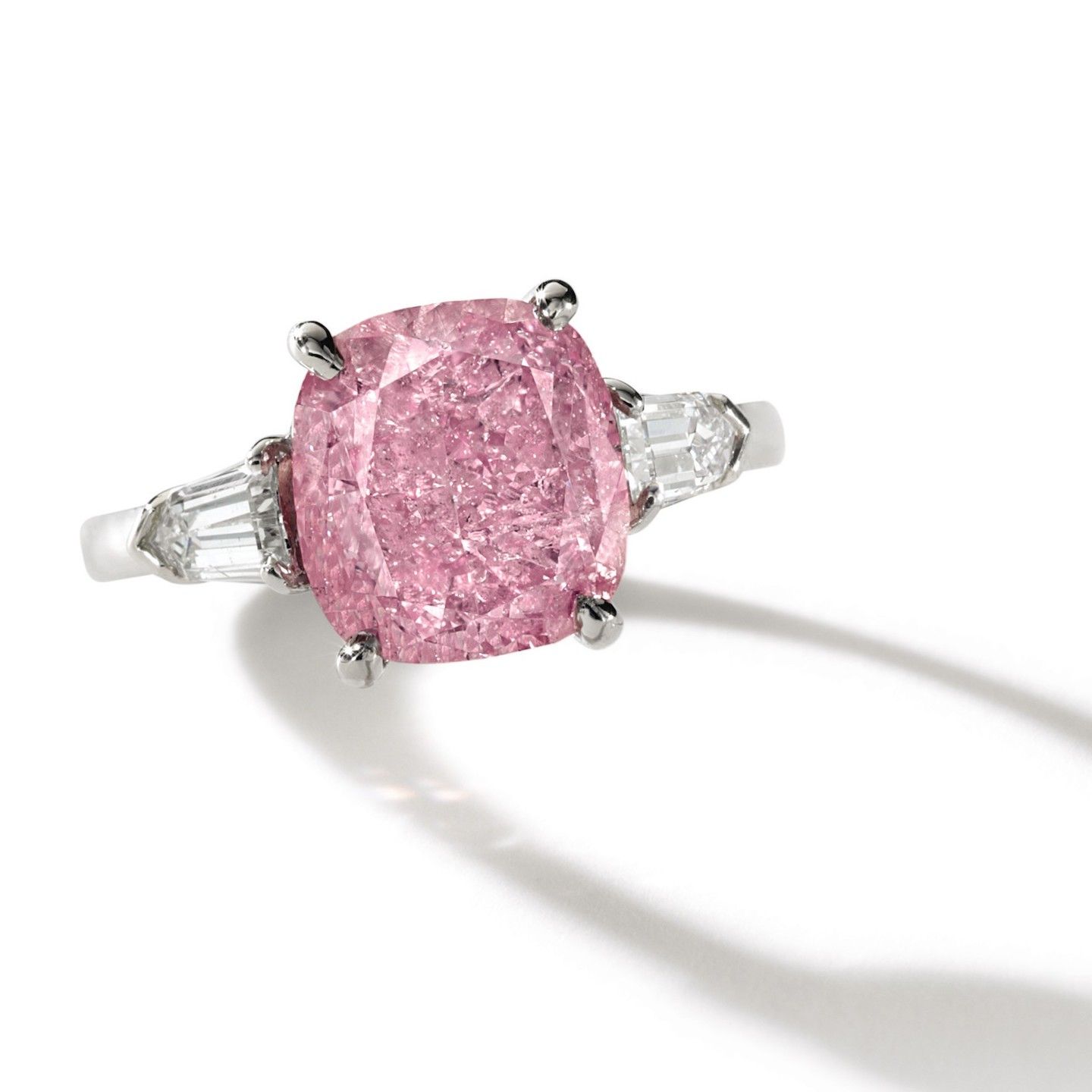 An Attractive Fancy Vivid Purplish Pink Diamond and Diamond Ring